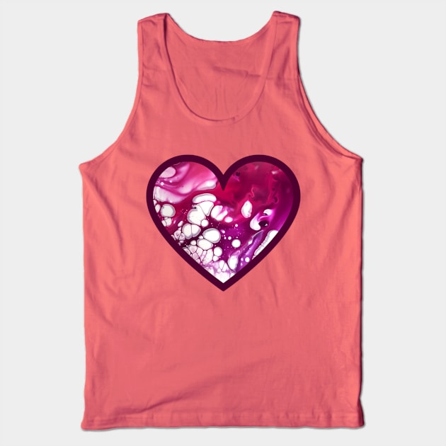 Maroon/Pink Paint Pour Heart Tank Top by Designs_by_KC